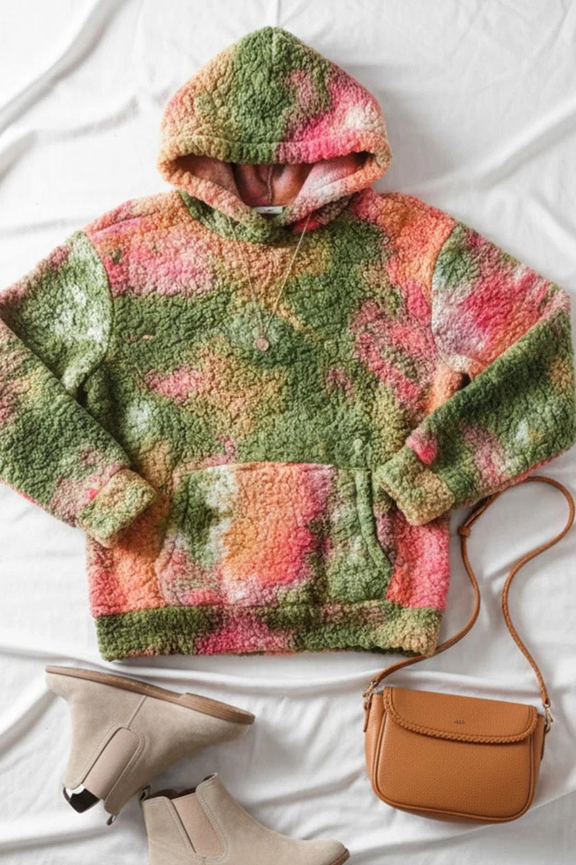 Multicolor Sherpa Hoodie - Plus Size