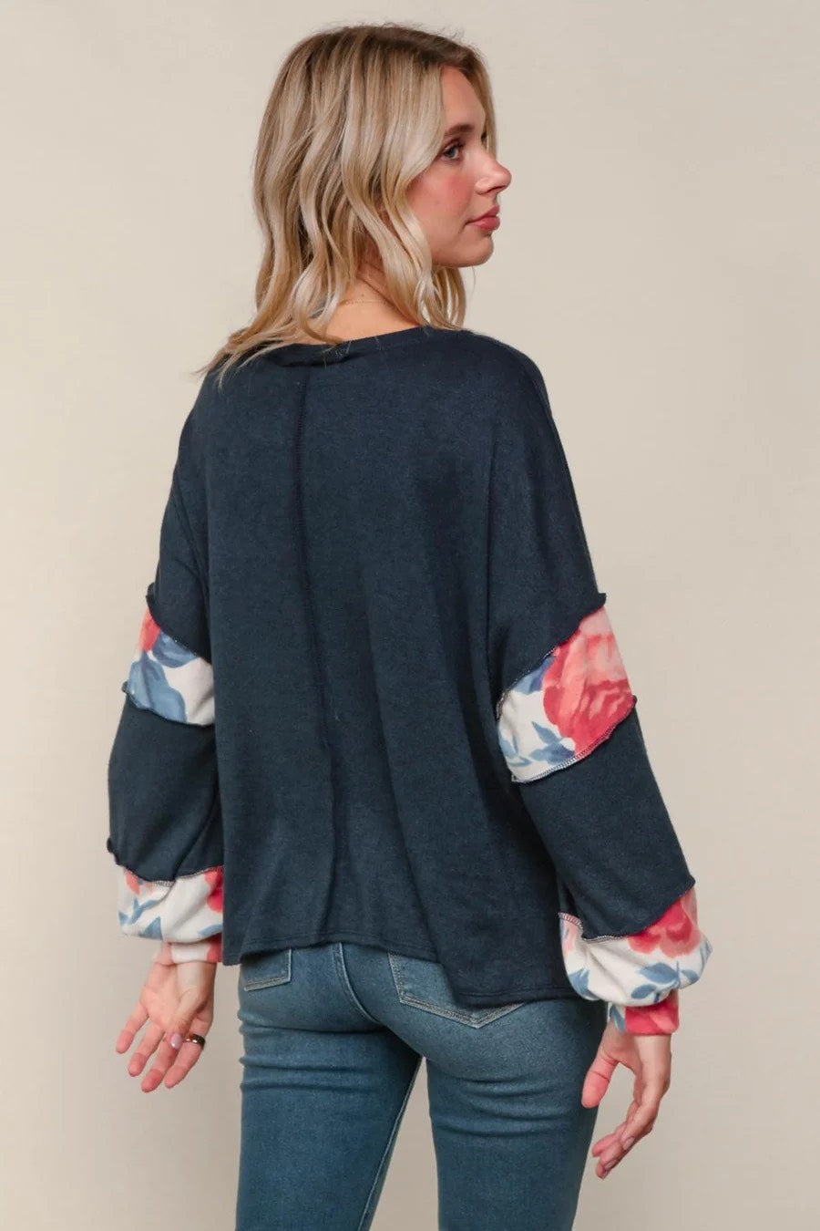 Navy ColorblockTop with Florla Contrast Panels - Plus Size