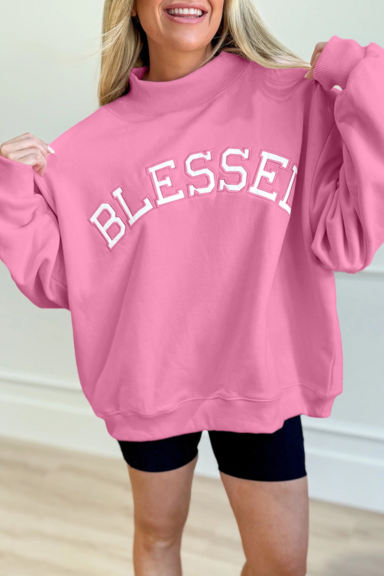 Pink "Blessed" Oversize Sweatshirt