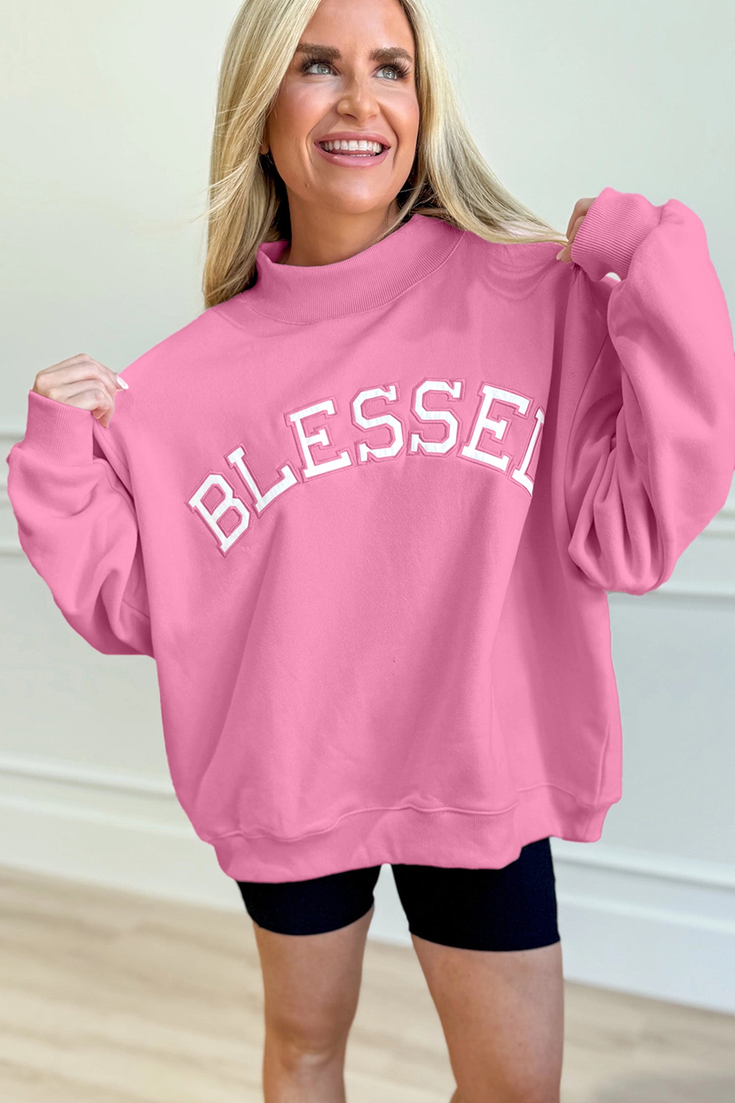 Pink "Blessed" Oversize Sweatshirt