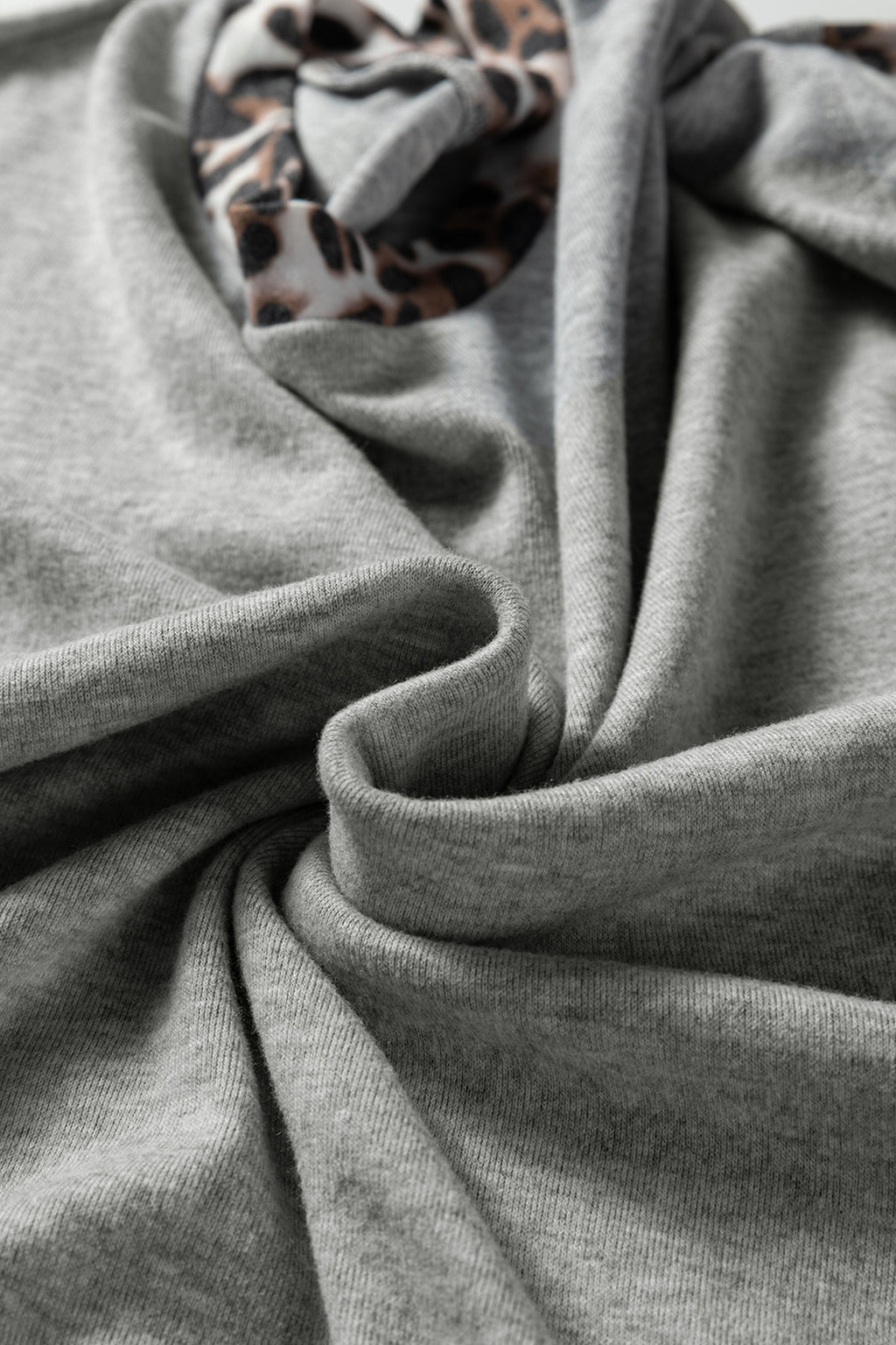 Grey Leopard Patchwork Dolman Sleeve High Low Baggy Top