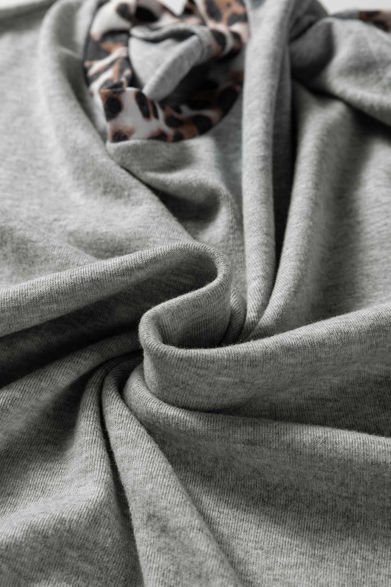 Grey Leopard Patchwork Dolman Sleeve High Low Baggy Top