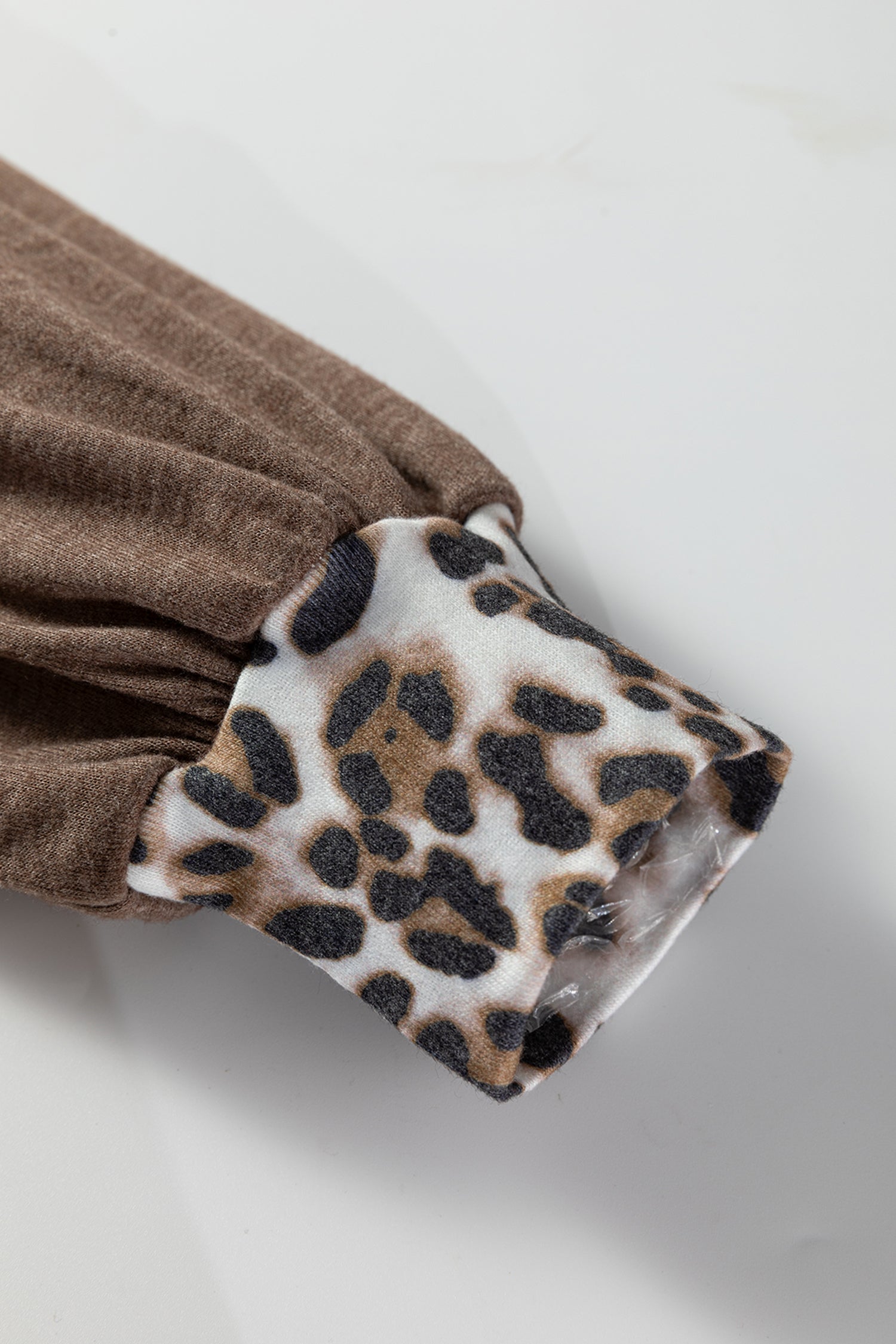 Grey Leopard Patchwork Dolman Sleeve High Low Baggy Top