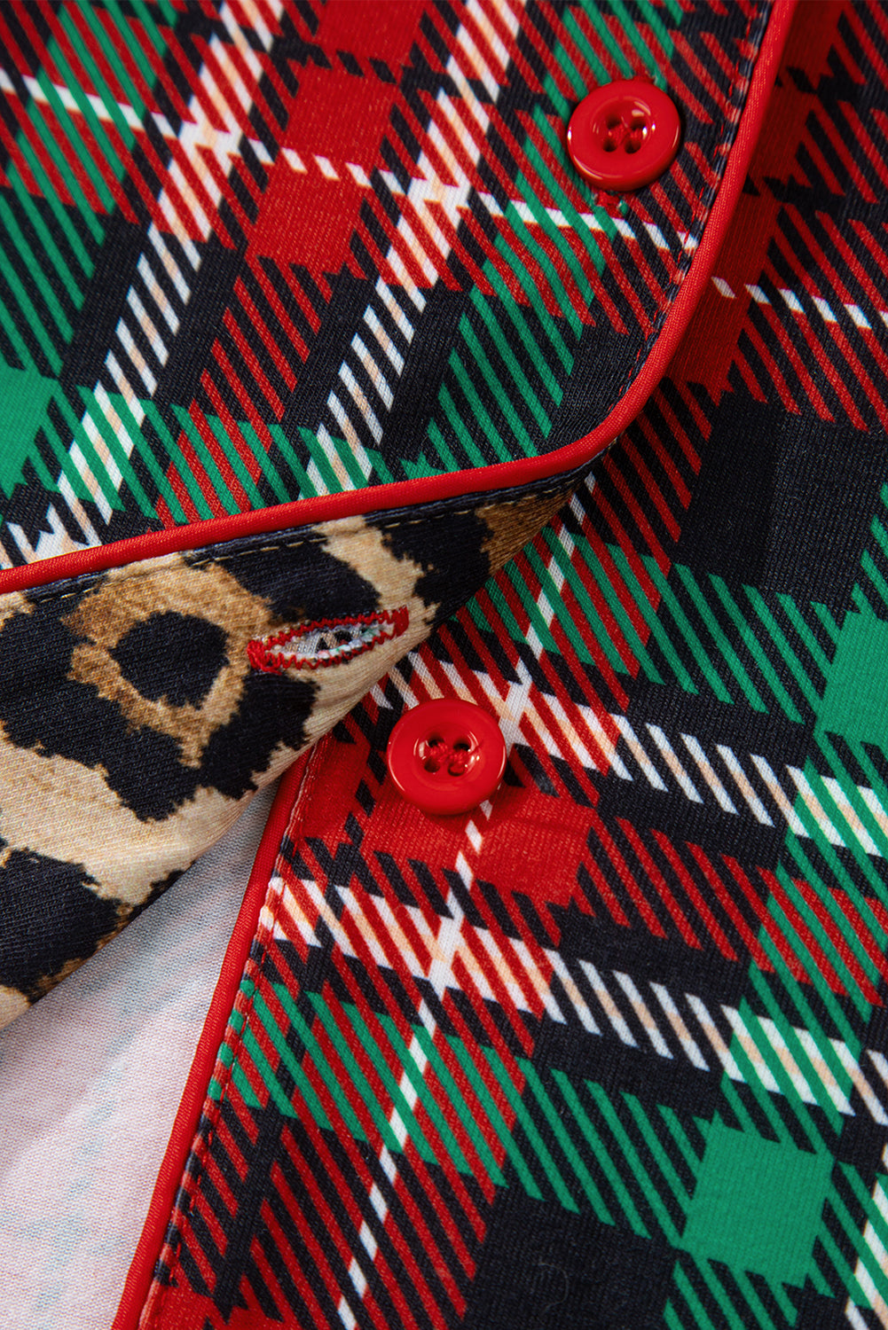 Plaid & Leopard Print Pajama Set