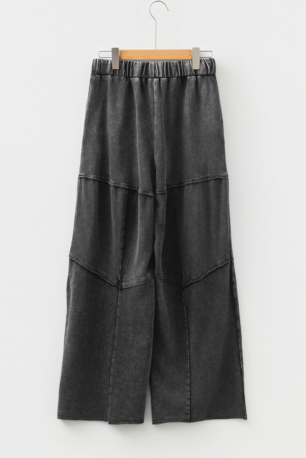 Mineral Washed Black Wide Leg Drawstring Pants
