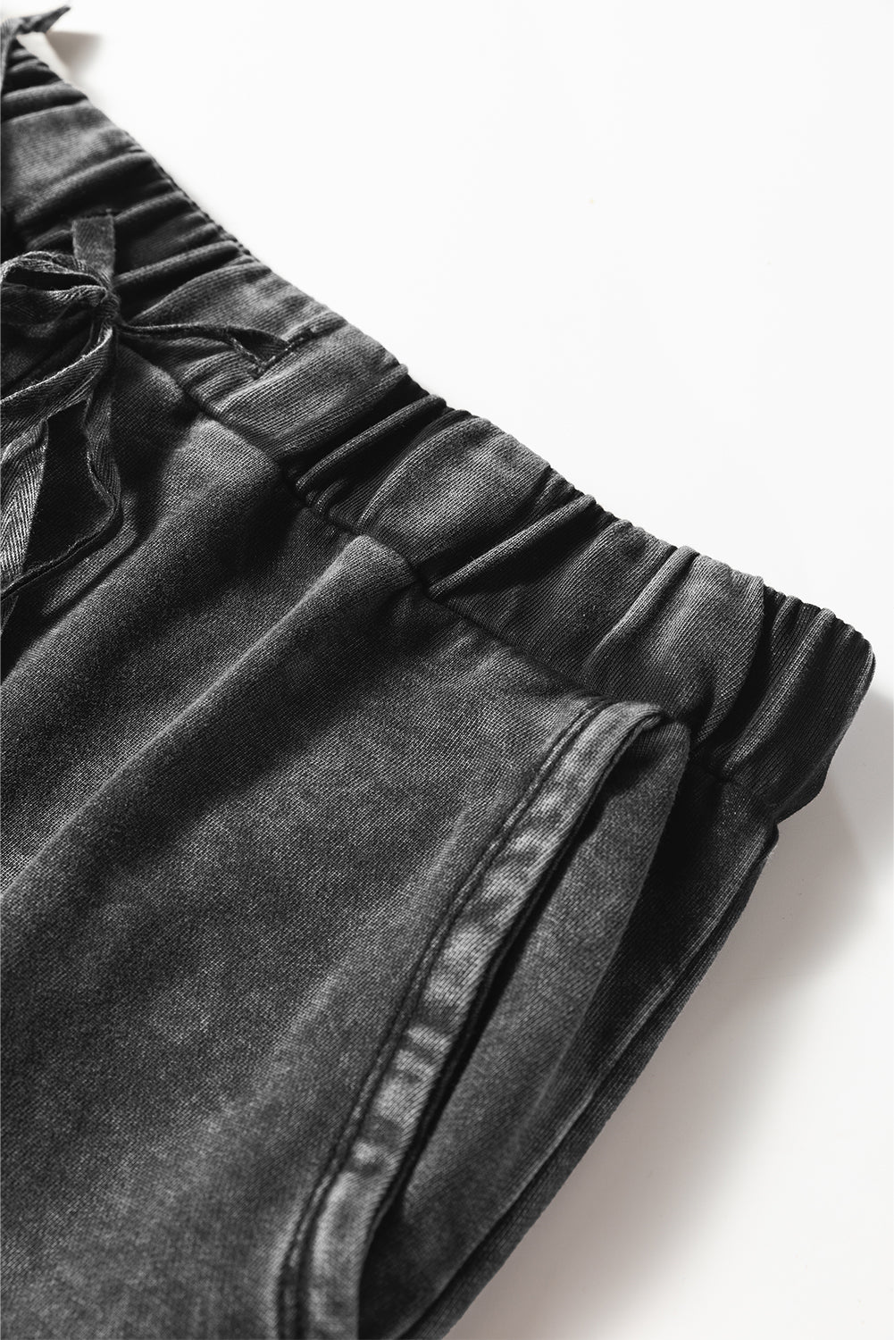 Mineral Washed Black Wide Leg Drawstring Pants