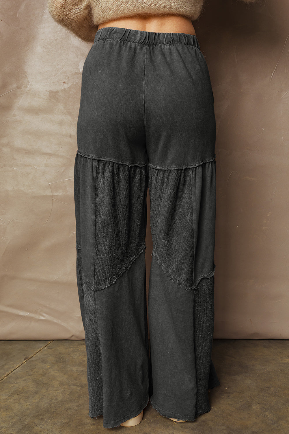 Mineral Washed Black Wide Leg Drawstring Pants