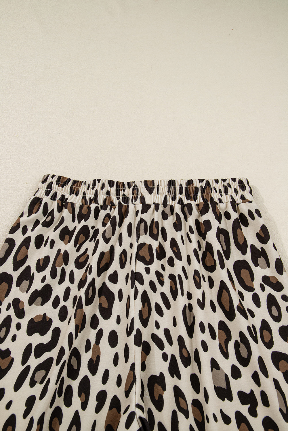 Khaki Leopard Wide Leg Cropped Pants